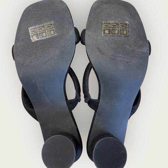 Journee Collection Fabric Double Strap Block Heel Slip On Sandals Size 10 Black - Picture 7 of 12